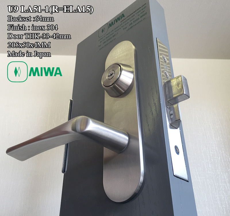 Khóa cửa tay gạt inox 304 Miwa U9 LA51-1 - Chính hãng Nhật Bản